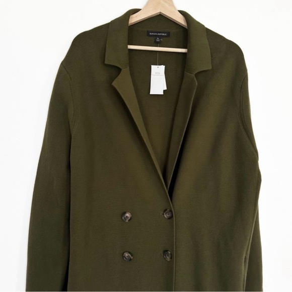 Banana Republic Women’s XL Green Sweater Coatigan Double Breasted Oversized New - Picture 2 of 7